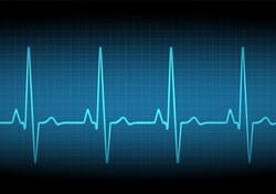 Heart rate graph. Heart beat. Ekg icon wave. Turquoise color. Sound wave line. Medical design. Stock vector illustration.