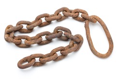Rusty chain isolated on a white background