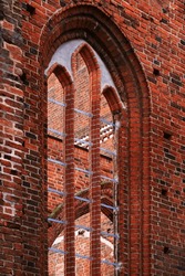 Window detail of church ruin in Germany.