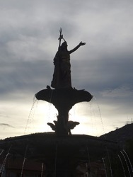 Pachacuti fountain, Plaza de Armas, Cusco, Peru