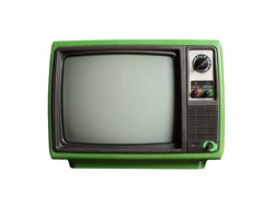Old green TV isolated on white background. Vintage retro television.