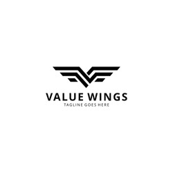 Illustration modern abstract geometric V wings vector logo design template