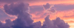 Sunset / sunrise with dramatic cloudscape, vivd colors in panoramic format