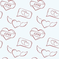 valentines seamless pattern with love message. love and romantic background. valentine's day design. sketchy vector element