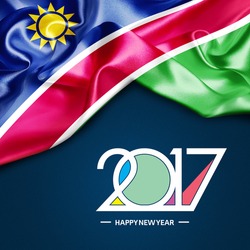 creative colorful typography on blue background Namibia flag