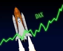 DAX index chart up Frankfurt stock exchange. Elements of this image furnished by NASA.