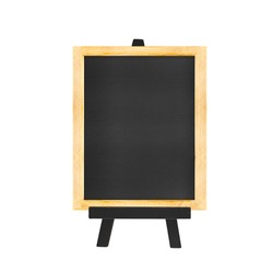 Menu Blackboard on black easel isolated on white background