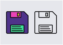 Vector icon floppy disk in flat style. 