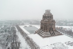 Monument to the Battle of the Nations (Völkerschlachtdenkmal) in Winter time Snow 