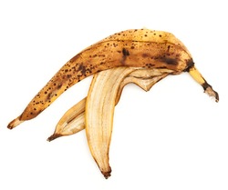 The image of a banana peel on a white background