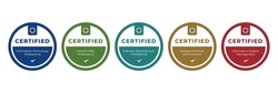digital badge certified information technology qualification template. vector illustration logo certificate with round shape design.