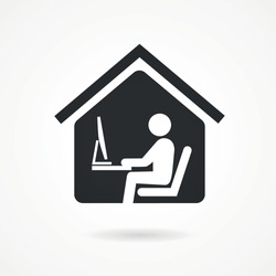 Work from home. Professional working on computer at home. Working Icon vector. 