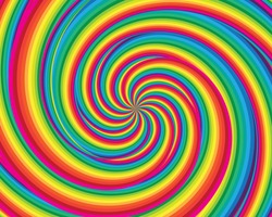 Spiral and swirl motion twisting circles design. Colorful cyclone sweet candy radial pattern background. Vortex starburst spiral swirl. Helix rotation rays. Vector rainbow stripes. sun light beams.