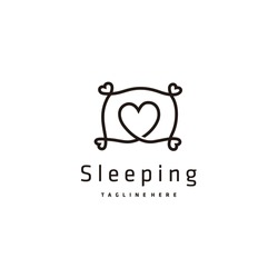 pillow bed with love line art logo vector icon symbol graphic design illustration