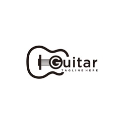 Acoustic guitar music minimalist logo design