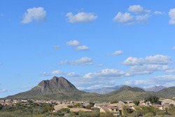 A beautiful shot of the Gavilan Peak mountain view north of Phoenix in New River, Arizona