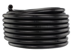 Black industrial corrugated pipe - spool  Isolated