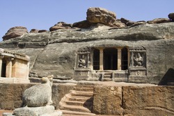 A Ravan Pahadi early rock-cut cave temple at Aihole in Bagalkot District, Karnataka, India