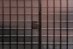 Secure and sturdy metal grid and door  Full frame close up