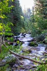 A view of Gloria waterfall in a scenic area of Big Cottonwood Canyon, Utah, USA