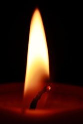 A closeup shot of the flame of a candle