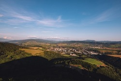The city of Brezno from nerby viewpoint at goldenhour