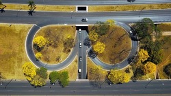 An aerial view of roundabout circulation in Brasilia, Brasilia
