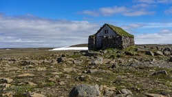An old, abandoned stone house at a secluded place in Iceland