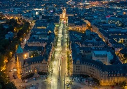 An aerial view of beautiful illuminated Paris at night