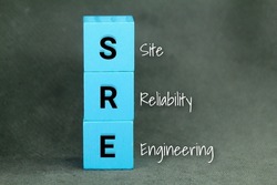 colored cubes with the letter SRE or the word site reliability engineering concept