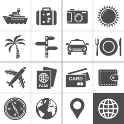 Travel and tourism icon set. Simplus series. Each icon is a single object (compound path)