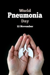 World Pneumonia Day. World tuberculosis day, copd. Woman holding lung. World no tobacco day, lung cancer,