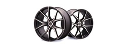 new stylish sports forged alloy wheels 22 diameter on a white background, beautiful rim and thin spokes cool wheels, long layout panoramic photo isolated