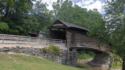 Beautiful Humpback Covered Bridge is over 159 years old and can be found in Virginia, USA.
