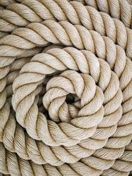 Super close up of a thick rope in shape of a spiral