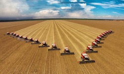 
22 Harvesters working in soybean harvest in the state of Mato Grosso, Brazil