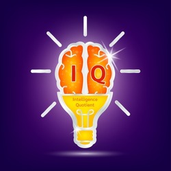 IQ Emotional intelligence. Heart and brain on balanced scale symbol. Intelligence Quotient and Emotional Quotient of a child. Design logo products in the form of the brain, light bulb. Vector EPS10.