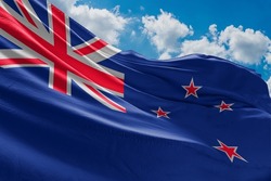 new zealand flag in the wind