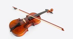 violin with bow in white background
