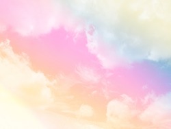 beauty sweet pastel orange pink colorful with fluffy clouds on sky. multi color rainbow image. abstract fantasy growing light