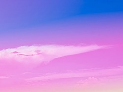 beauty sweet pastel purple blue colorful with fluffy clouds on sky. multi color rainbow image. abstract fantasy growing light