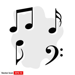 Music notes icon on white background.