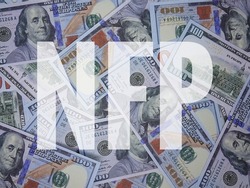 NFP sign text over 100 dollars banknote  background