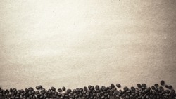 coffee beans on brown craft paper background
