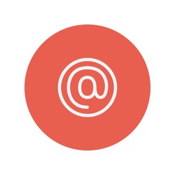 E-mail internet thin line icon for web and mobile minimalistic flat design. Vector white icon inside the red circle.
