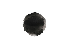 Abstract Black grey watercolor circle shape by hand painting on a white background. Watercolor brush stroke painted.