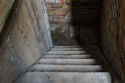 old stairs leading a way down into the dark cellar