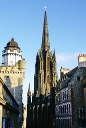 Tower of the Hub across from the Camera Obscura in Edinburgh, Scotland