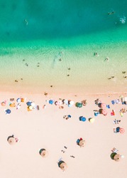 Drone shot. Aerial photography. East coast white sand beach aerial photography. 