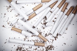 broken cigarette the harm of smoking, the fight against nicotine addiction.